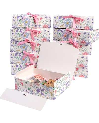 HummingBox Floral Gift Box Set of 16 - Gift Boxes for Presents & gifting on weddings, birthdays & more - Easy to Assemble Floral Gift Boxes With Lids & Ribbon Closure - Decorative Boxes With Lids - color: Floral