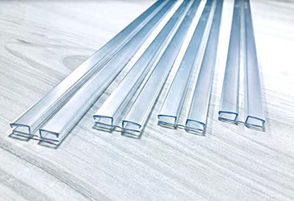 DistinctAndUnique Clear PVC Piano Style Living Hinge for 1/4" (6mm), 24 Inch, 4 Pack – No Screw or Glue Clear Plastic Hinges for Plexiglass Panels, Aquarium Lid Hinge, Glass, and Golf Cart Windshields