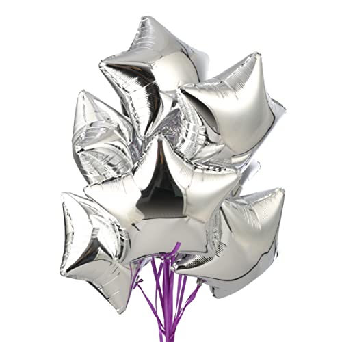 45.7cm(18인치) 실버 별 모양 호일 풍선 마일라 헬륨 풍선, 생일 파티 웨딩 베이비 샤워 장식, 20개 팩 - color: 실버 별 모양