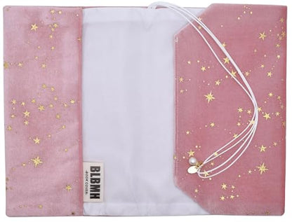 BLBMH 5x8 Book Cover | Handmade Non-Stretch Fabric Sleeve with Bookmark | for Paperback Bible Journal | Privacy Reading Gift for Women - Velvet Pink - color: Velvet Pink