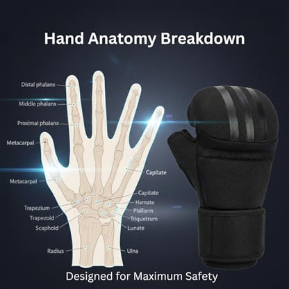 Protective Boxing Hand Wraps for Men & Women, Knuckle Guard Padding, Wrist Stabilizer, Upper Hand Shell & Thumb Shield - Proprietary Safety Technology Designed for Boxing, Muay Thai, MMA, Sparring XL