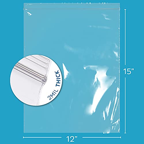 GPI - 12" x 15" Zip Bags, 500 Count, Clear Plastic Reclosable Zipper Poly Baggies, with Resealable Zip Top Lock. for Freezer, Apparel, Clothing, Food, Home & Office Supplies. - size: 12" x 15"