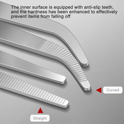 Heavy Duty Extra Long Tweezers for Fish Tank, 18.9 Inch Reptile Snake Feeding Tongs, 304 Stainless Steel Curved Tweezers Tongs for Aquarium Fish Tank Plants (Curved)