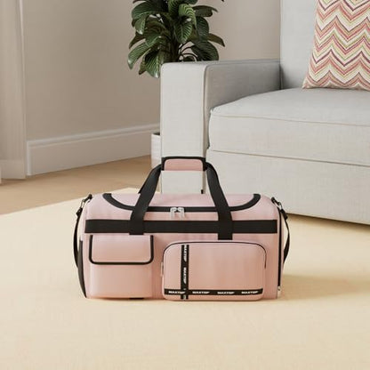 MAXTOP Gym Bag for Women Men Travel Duffle Bag Large Capacity Carry On Weekender Overnight Bag With Shoe Compartment Gym Tote Dry Wet Separation Duffel Bag for Travel - color: Pink Set, style: Gym Bag&toiletry Bag