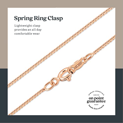 KEZEF 18K Gold Plated 925 Sterling Silver Box Chain Necklace for Women, 1mm Thin & Sturdy Italian Chain Necklace, Rose Gold & Silver Available, 15/16/18/20/22/24/30 Inch - color: Rose Gold, size: 15 Inch