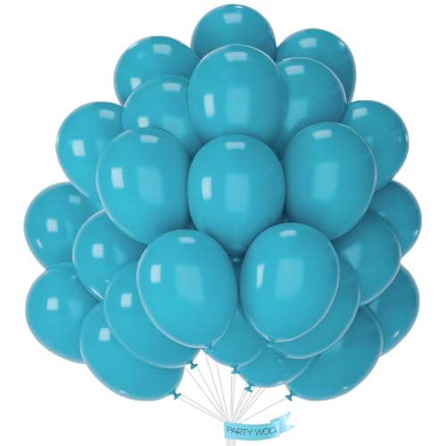 PartyWoo Dark Teal Balloons 50pcs 12 Inch Turquoise Aqua Blue Teal Balloons for Graduation Wedding Baby Shower Bridal Shower Gender Reveal Engagement Birthday Pool Party Decorations Blue-Y17 - color: Blue-y17