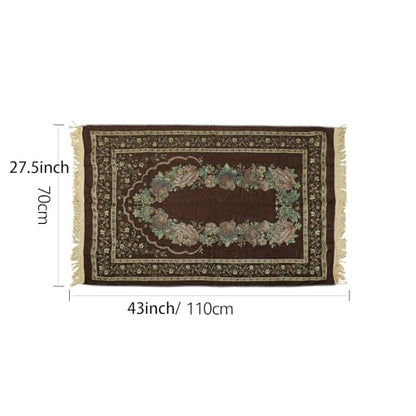 haozaikeji Muslim Prayer Rug Islamic Muslim Prayer Mat Floral Eid Ramadan Rug Namaz Seccade Arabic Turkish Sofa Table Rug Portable Meditation Rug Soft Embroidered Blanket with Tassel - color: Brown