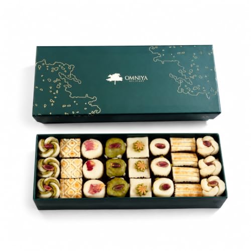 OMNIYA Delicacy Marzipan Lozina Box (1 LB, 25 Pieces) – Premium Mediterranean Marzipan Sweets with Pistachio & Rose – Gourmet Gift Box for Eid, Christmas, Weddings & Special Occasions