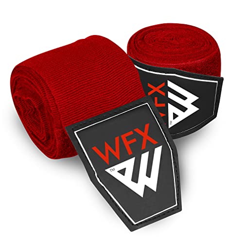 WFX Boxing Hand Wraps 3.5 4.5 Meter Martial Arts Bandages Inner Gloves Wrist Support Straps Punching Under Hand Knuckles Heavy Elasticated Training Bag Mitts Muay Thai - color: Red, size: 4.5 M