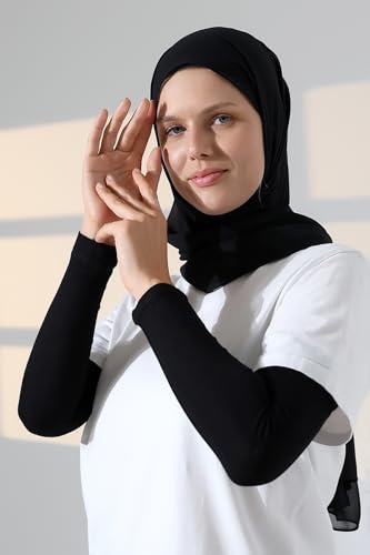 ihvan online, Hijab Sleeves for Women, Muslim Arm Sleeve for Prayer, Women's Soft Stretchy Modest Sleeves to Cover Arms - color: Black