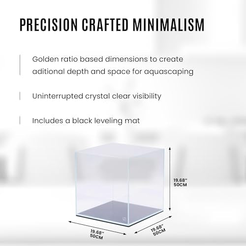 UNS Ultra Clear Rimless Tank - 33GAL | 125L - 19.68x19.68x19.68 | 50x50x50 CM, 8mm Glass Thickness, Leveling Mat Included - Low Iron, High Clarity Fish Tank w/ 45° Mitered Edge - [50C] - size: [50C] - 33 Gal - 19.68 x 19.68 x 19.68 in