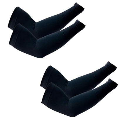 PFFY UV Protection Cooling Arm Sleeves for Men and Women UPF 50 Sun Sleeve - color: 1 Pair - Pureblack+black