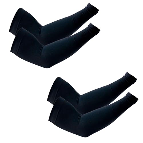 PFFY UV Protection Cooling Arm Sleeves for Men and Women UPF 50 Sun Sleeve - color: 1 Pair - Pureblack+black