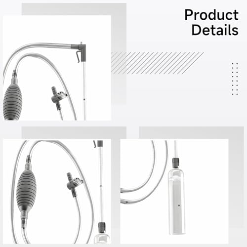 3.0 m Fish Tank Water Changer, Aquarium Vacuum Gravel Cleaner with Flow Regulator, Extendable Siphon, Duckbill Suction Head, Fixed Clip, Screen Grid for Fish Tank Cleaning