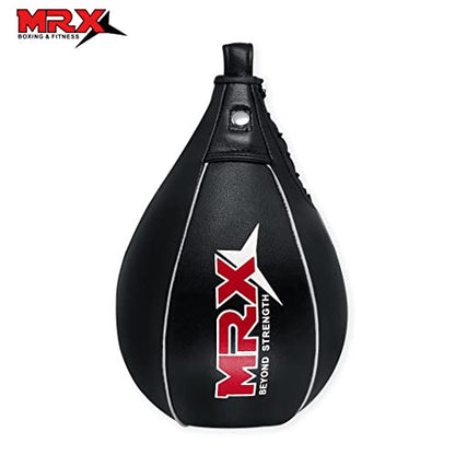 MRX Speed Punching Bags Genuine Leather MMA Training Speed Bag Muay Thai SpeedKills Punching, Dodge Striking Bag for Workout Pro Boxing Bag for Home Gym Kids, Men, Women - color: Full Black White