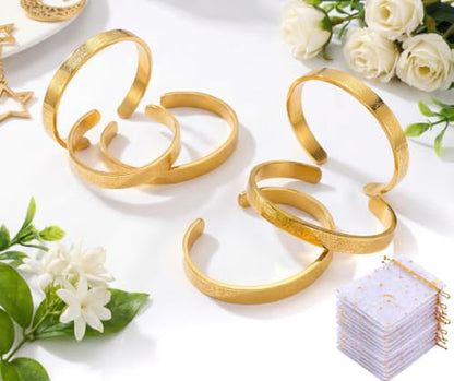 Eforcase Women Islamic Jewelry Gifts Eid Mubarak Gold Bracelet Allah Bangles Cuff for Ayatul Kursi Bracelet Eid Ramadan Party - style: 16 Pack - Gold