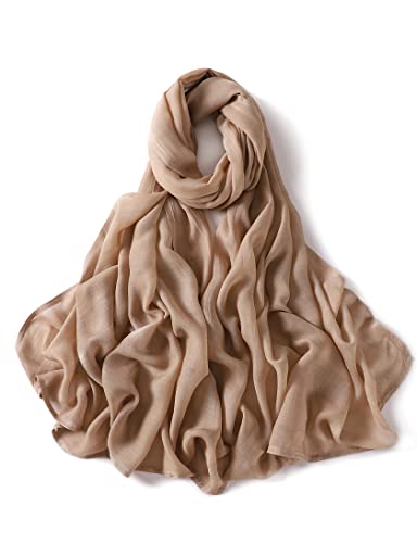 Txameru Women's Viscose Cotton Hijab Scarf - color: Camel
