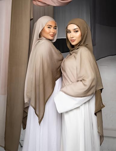 Txmout Ombre Modal Hijab Scarf for Women Muslim, Soft Lightweight Headscarf - color: Almond - Beige