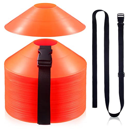 Kenning 100 Pcs Soccer Agility Cones with 2 Strap, Orange Disc Cones | 7.5 Inch Sports Training Field Marker Athletic Cones for Football Basketball Indoor Outdoor Practice