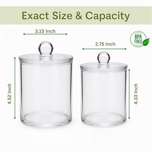 Acrylic Qtip Holder Bathroom Set, Bathroom Containers with Lids, Clear Plastic Apothecary Jars, Q Tip Holder Bathroom Set, Cotton Swab Holder, Cotton Ball Holder (Pack of 4) - size: Pack of 4