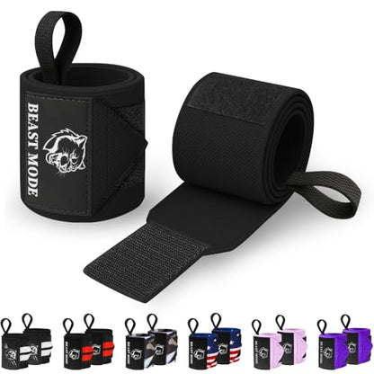 TECEUM Weightlifting 18" & 12" Wrist Wraps with Thumb Loop – Heavy Duty Wrist Workout Braces for Men and Women – Ideal for Powerlifting, Strength Training, Bodybuilding - color: Black, style: 18" – Beast Mode