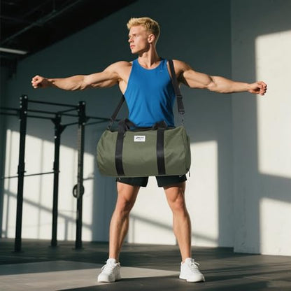 BESMART Gym Bags for Men with Side Pocket，38L Large Sports Gym Duffle Bag | Adjustable Strap&Shoe Compartment, Waterproof, Spacious, Wet Pocket, Durable Duffel Bag for Gym,Travel, Fitness,Olive Green - color: Olive green-with TPU pocket