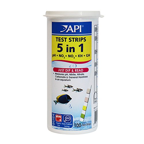 API 5-IN-1 TEST STRIPS Freshwater and Saltwater Aquarium Test Strips 100-Count Box - size: 100-Count