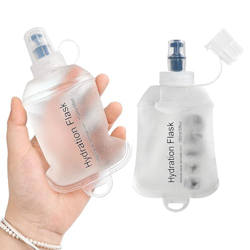 GUYI GYGYL Soft Flask, TPU Collapsible Soft Water Bottle for Hydration Pack, Running Vest, Leak-Proof Folding Water Bottle for Hiking Cycling Climbing Jogging-150ml White, 2pcs - color: 2Pcs 150ml White