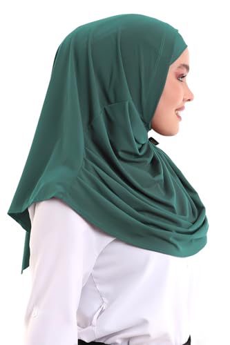 ihvan online, Hijab Scarves for Women, Ready to Wear, Lightweight and Comfortable Headscarf, Instant Turban, Jersey, Presewn - color: Aqua Green