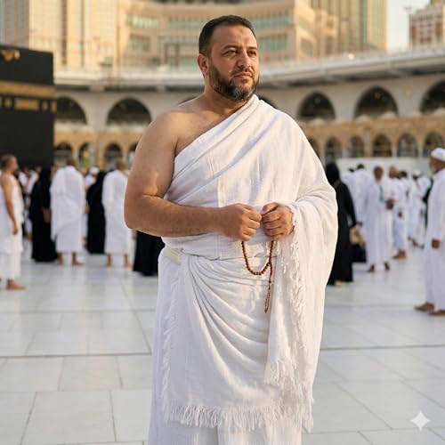 Modefa Plus Size Extra Large Ihram for Umrah Men Towel Set - Unsewn Ahram Hajj Essentials for Men Umrah Essentials Ehram - 120 x 240cm per Towel 2 Towels Turkish 100% Cotton 1250 Grams (XL Ihram) - style: XL Ihram