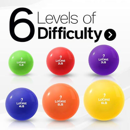 Logest Weighted Toning Exercise Balls Pair - Round Shape Medicine Ball - 1LB 2LB 3LB 4LB 5LB 6LB Available - Toning Muscle for Men & Women - size: 1LB - Pair