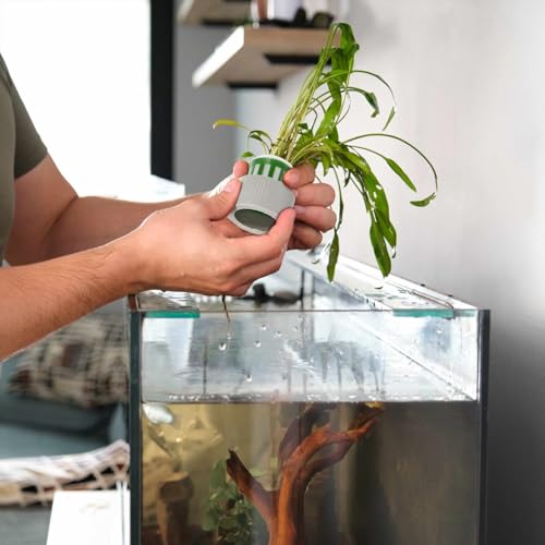 TOPZEA 30 Pack Aquarium Plant Weights, Aquatic Plant Holder Pots Anti-Floating Planters Ceramic Aquatic Plants Fixed Ring Anchors Set for Fish Tank, Pond, Aquarium Landscape Decorations, 1.75"x 1.2"