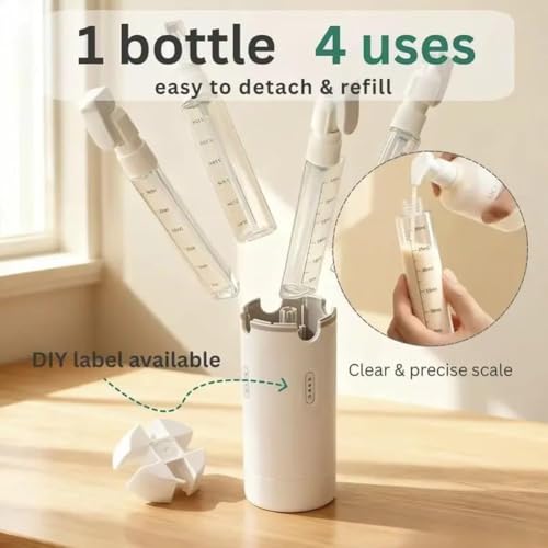 4-in-1 Travel Dispenser Bottle,4 Pack 30ML Travel Bottles for Toiletries, Leak Proof Travel Size Containers (White) - color: White