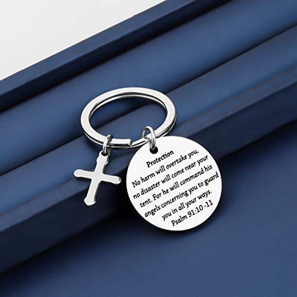 bobauna Bible Verse Keychain Psalm 91 No Harm Will Overtake You