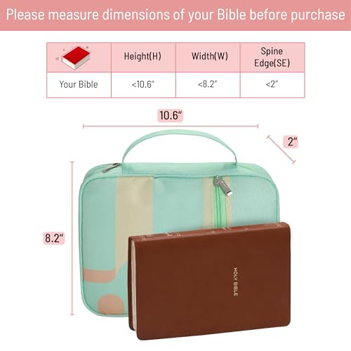 Mr. Pen- Bible Cover Case | Carrying Book Case with Durable Handle and Zippered Pocket, Bible Protective Church Bag for Men & Women, Christian Gifts - color: Green Serenity