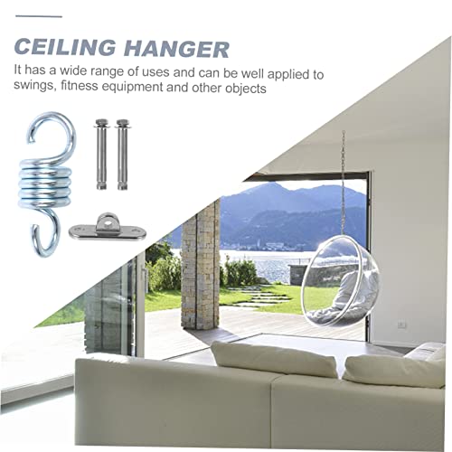 Toyvian 1Set Heavy Duty Hammock Hanging Kit Stainless Steel Swing Hook with Rotatable Bracket Spring Accessories for Easy Setup for Outdoor Swings Heavy Bags