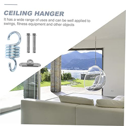 Toyvian 1Set Heavy Duty Hammock Hanging Kit Stainless Steel Swing Hook with Rotatable Bracket Spring Accessories for Easy Setup for Outdoor Swings Heavy Bags