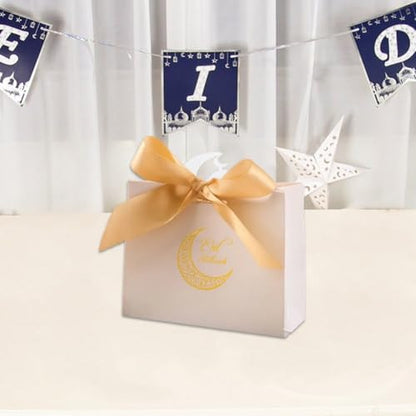 10pcs Eid Gift Bags Ramadan Snack Bags with Gold Ribbon, Reusable Eid Mubarak Bags for Presents Festive Party Wrapping - color: Style3