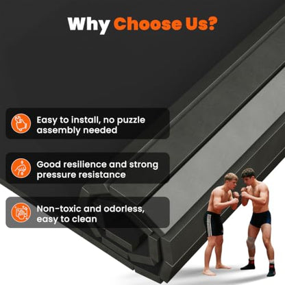 5'x10' Wrestling Mat, 1.2in Thick Roll-Up Jiu Jitsu Home Gym Mat | Waterproof Textured PVC Surface, Easy to Clean & Store, Lightweight & Portable, Ideal for Home Gym, Martial Arts & Stretching - color: Black