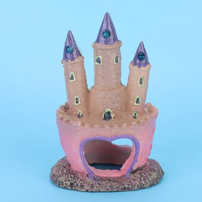 Fish Tank Decorations Small, Mermaid Fish Tank Decorations, Fish Castle for Aquarium, Pink Aquarium Resin Castle Decoration for Aquarium Fish Reptiles Tank
