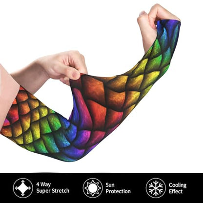 Cooling Arm Sleeves Cover Summer Sun Protection Arm Sleeves For Men Women Baseball Cycling Golf Running - color: Dragon Scale Animal Skin 16
