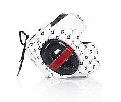 Fairtex Muay Thai & Boxing Headgear | Protective Sparring Head Guard with Adjustable Straps, Multi-Layer Padding, Enhanced Vision & Coverage - color: HG10 White Lace-up, size: Medium