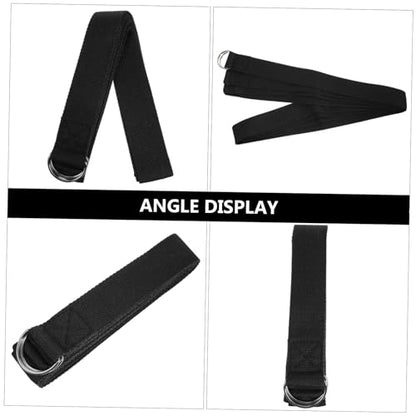 Yoga Stretching Belt Workout Fitness Gymnastic Rack Exerciser Straps Grip Mats Stretching Strap Door - color: Black