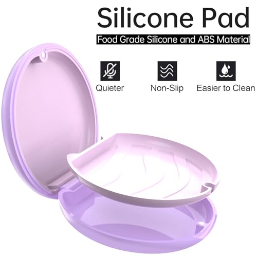 Slim Retainer Case Compatible With Invisalign - Cute Aligner Case With Silicone Pad, Mouth Guard, Removal Tool, Chewy and Brush - Purple - color: Purple
