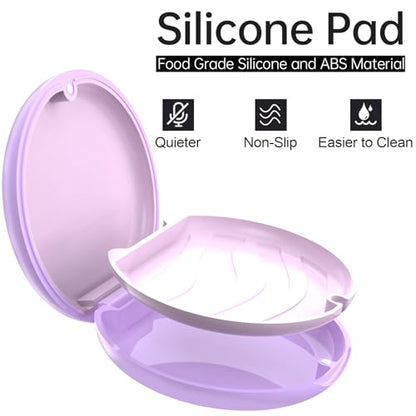 Slim Retainer Case Compatible With Invisalign - Cute Aligner Case With Silicone Pad, Mouth Guard, Removal Tool, Chewy and Brush - Purple - color: Purple