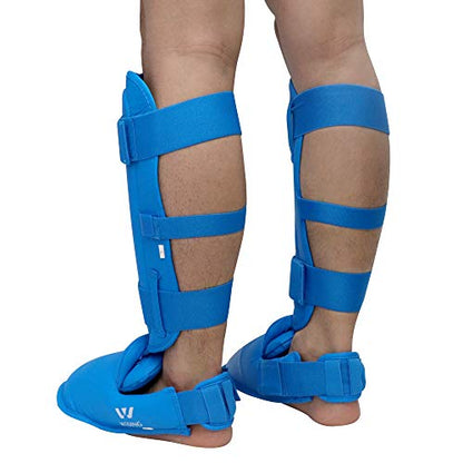 Wesing Karate Shin Instep Guard WKF Karate Shin Pad - color: Blue, size: X-Large