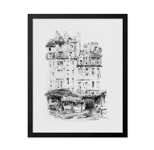Poster Master Architecture Print - Vintage Houses Poster - Minimal Sketch Art - Cityscape Drawing - Great Office, Living Room or Bedroom Decor - 8x10 UNFRAMED Wall Art - color: Style-06, size: 8"L x 10"W