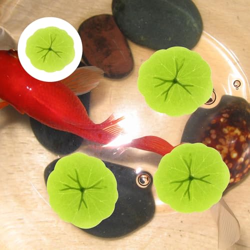 Wakauto 40pcs 6cm Artificial Floating Water Lily Pads Imitation Lotus Leaves Simulation Pond Decor for Aquarium Fish Tank and Garden Home Display