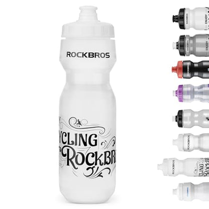 ROCKBROS Bike Water Bottle 20oz-25oz Squeeze Cycling Water Bottle BPA Free Leak Proof Sports Water Bottle with Dust Cover for Bicycle Running Gym Outdoor - color: 25oz White, style: 1 Pack