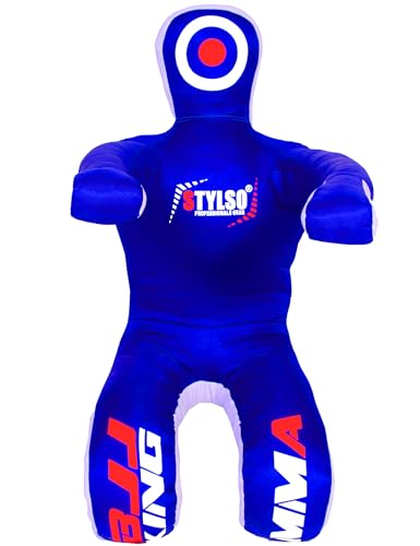 Grappling Dummy for Adults, Unfilled Wrestling Dummy, Hanging Jiu Jitsu Dummy for BJJ, MMA, Judo, Karate, Martial Arts - color: Blue Sit, 6ft / 72 inches